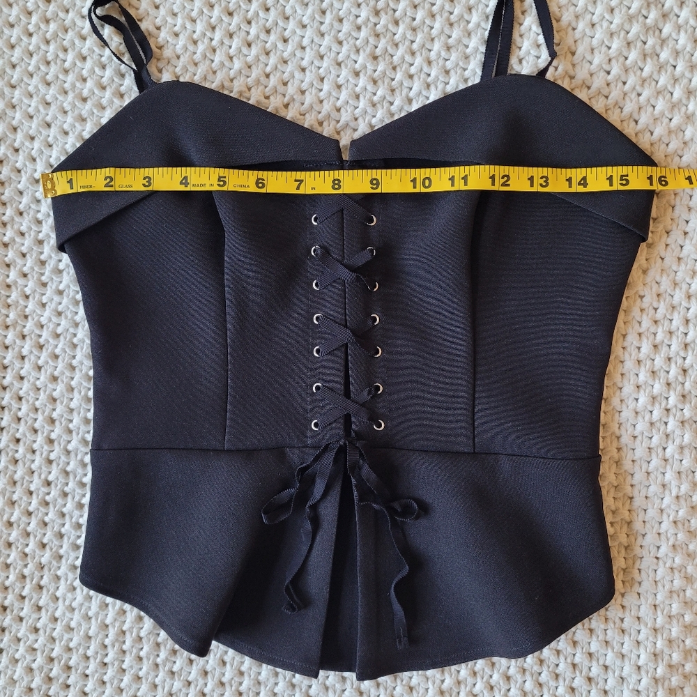 Express Corset-Style Zip Back Tank Top With Stretch, Black - Picture 12 of 13